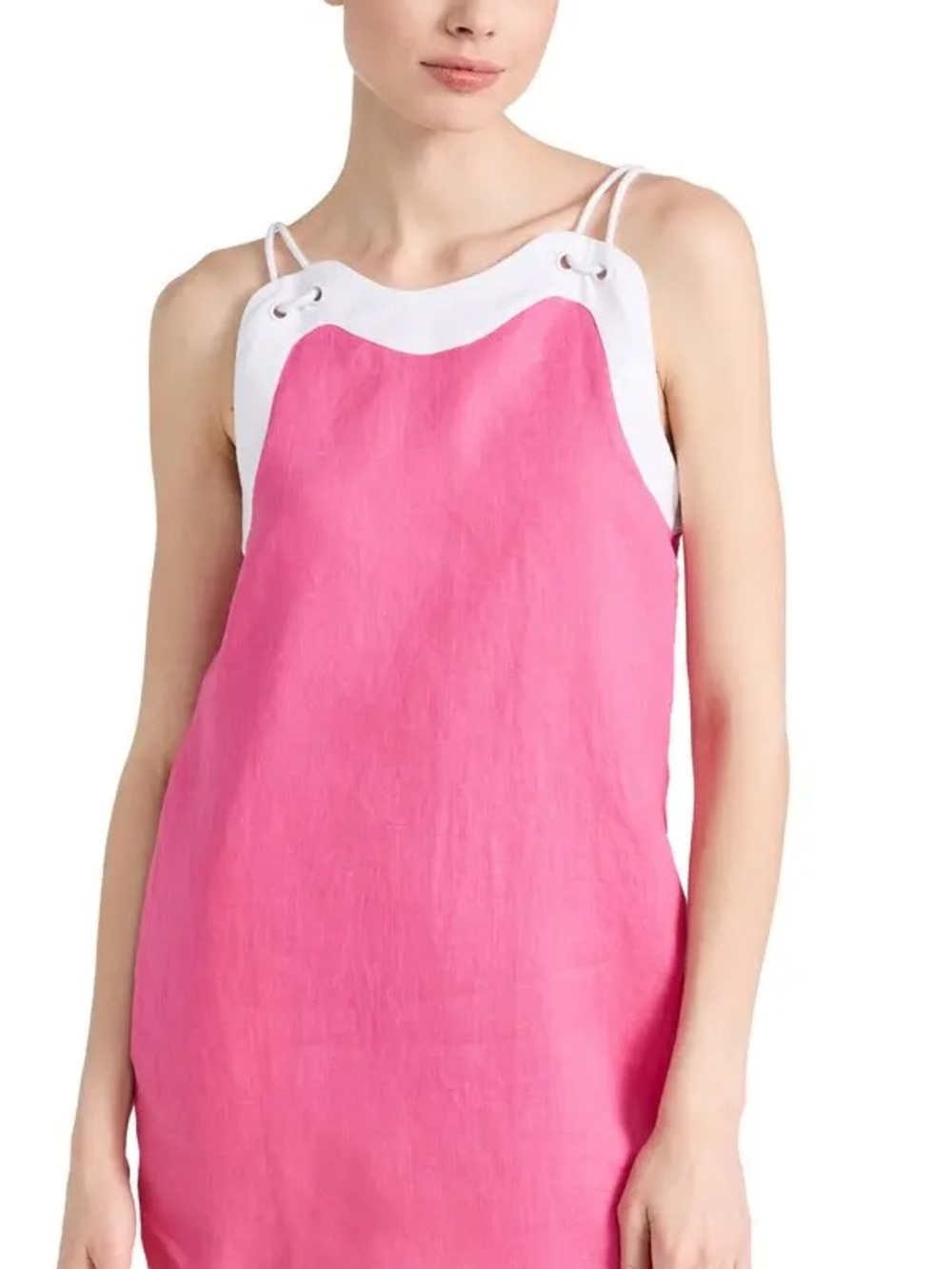 STAUD "Renata" Scalloped Linen Mini Dress S